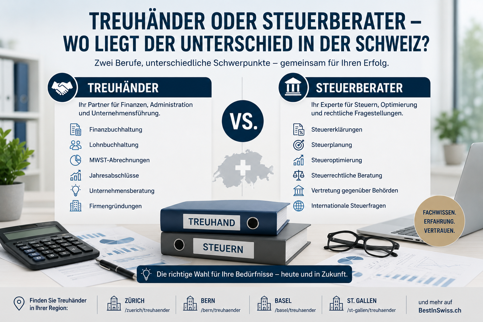 Treuhänder oder Steuerberater? Unterschiede in der Schweiz